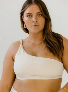 Aralina Leisurewear 极简主义象牙色柔软弹力单肩运动背心 - 駝色 - 查看 3