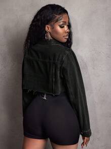 Slaydiva Women's Casual Distressed Cropped Denim Jacket