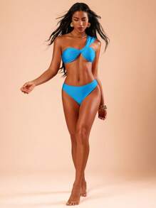 SHEIN X Sofía Suescun Swim Chiccia Women 2pcs Swimwear Set, Minimalist & Fashionable Design, Casual & Daily Wear Top And Brief Summer - Blue - View 4