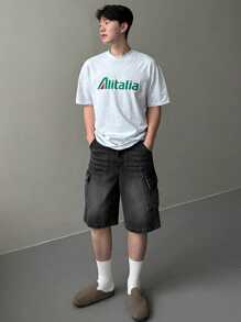 DAZY 男士休闲宽松工装口袋牛仔短裤夏季