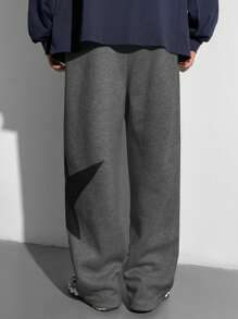 SHEIN TeenBoys 1pc Casual Sports Street Comfortable Versatile Super Cost-Effective Loose Fit Side Printed Star Pattern Casual Straight Loose Sweatpants Back To School Clothes; Fall Outfits; Teen Boy Clothes; Fall Jackets; Fall Outfits Autumn/Winter