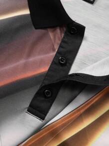 Manfinity Homme Polo a maniche lunghe casual da uomo autunnale con blocchi di colori - Multicolore - Visualizzare 6