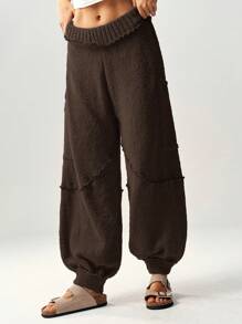 Bohemela High Waisted Loose Fit Drawstring Sweatpants For Women - Chocolate Brown - View 4