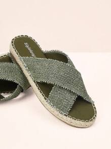 Styleloop Sandalias Retro Con Suela Gruesa Y Cómoda Y Correas De Cuerda Para Mujer - Verde Oliva - Ver 5