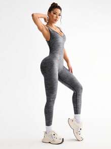 Slayoga Women's Tie Dye Print Criss-Cross Back Yoga Jumpsuit