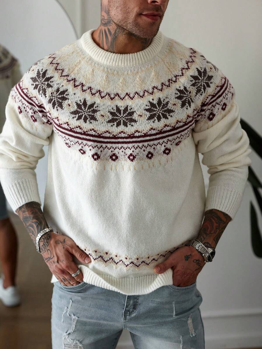 Manfinity Homme Áo chui đầu đơn giản, giản dị, cổ tròn, tay dài, họa tiết đồ họa cho nam - Nhiều màu - Xem 1