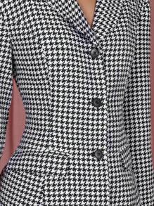 COSMINA 春夏季优雅女士格纹收腰西装外套 - 黑與白 - 查看 6
