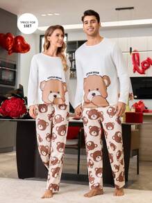Cute Bear Pattern Men Pajama Set