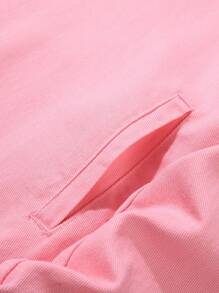 Manfinity Hypemode Men Solid Color Front Button Long Sleeve Pocket Simple Casual Denim Hooded Jacket, Fall - Pink - View 5