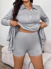 Calvaya Set de 2 piezas: Vestido tipo polo de cuello alto sexy y elegante + Leggings para mujeres talla grande, estilo campus