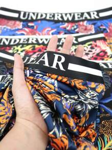 4pcs/Pack Men Tropical Print Boxer Briefs - Multicolor - View 5