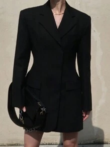 DAZY Slim Design Blazer Jacket For Women,Fall Clothes Women Coats - Black - View 6