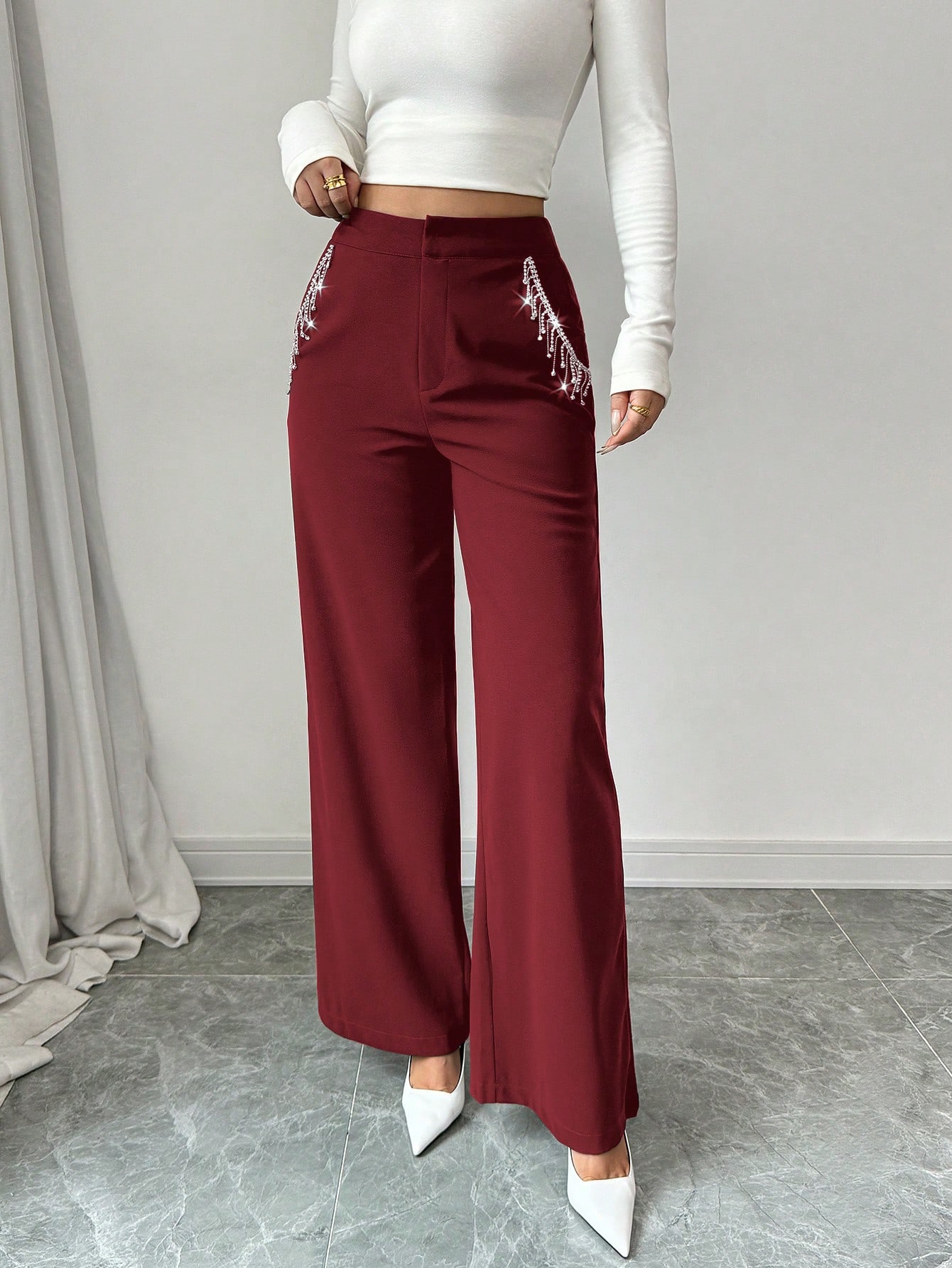 Modelyn سراويل بدلة نسائية أنيقة مزينة بتفاصيل من...