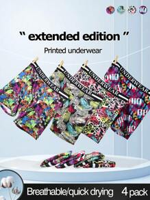 Set de 4 bóxers informales para hombre con tirantes con estampado de letras - Multicolor - Ver 1
