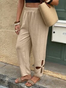 LanaWest Pantaloni casual de vacanță din in stil boem de damă