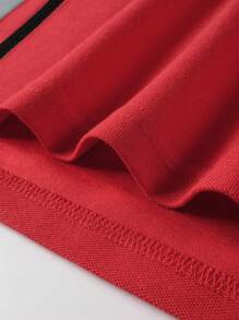 Manfinity Homme Men's Striped Short Sleeve Zip Half Placket Casual Polo Shirt - Multicolor - View 6