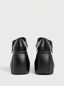 Sugerpunk Women's Dark Punk Rock Party Closed Toe Thick Platform Y2K Goth Shoes, Mary Jane Small Leather Slip-On Wedges Spring Shoes Spring Break Easter