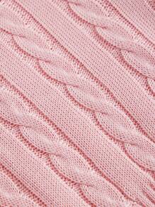 SHEIN MOD Women's Casual Pink Cable Knit V-Neck Letter Graphic Sweater Vest, Autumn/Winter - Pink - View 4