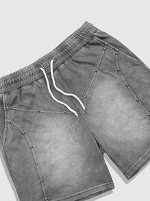 ROMWE MEN Men's Drawstring Waist Pockets Loose Casual Shorts - Grey - View 3