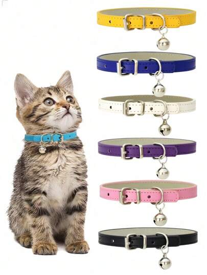 1 件装可爱铃铛项圈，适合中小型犬和猫 - 可调节宠物项链，适合比熊犬、泰迪犬、约克夏犬、小狗、小猫、吉娃娃、贵宾犬、英国短毛猫 - 柔软轻便的宠物配饰，时尚宠物项圈带铃铛，送给宠物爱好者的礼物