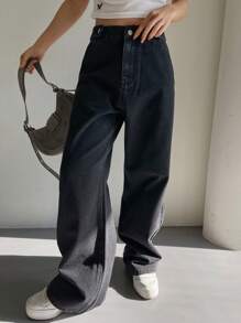 DAZY Jeans con bolsillo y banda elástica en la cintura para mujer, unicolor