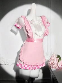 2 Pcs/Set Valentine's Day Bow Lingerie Set For Women - Pink - View 6