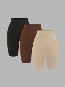 SHEIN SXY 3 Paquetes de Leggings para Mujer, Cómodos y Suaves para Yoga, Fitness y Ciclismo, y para Uso Diario