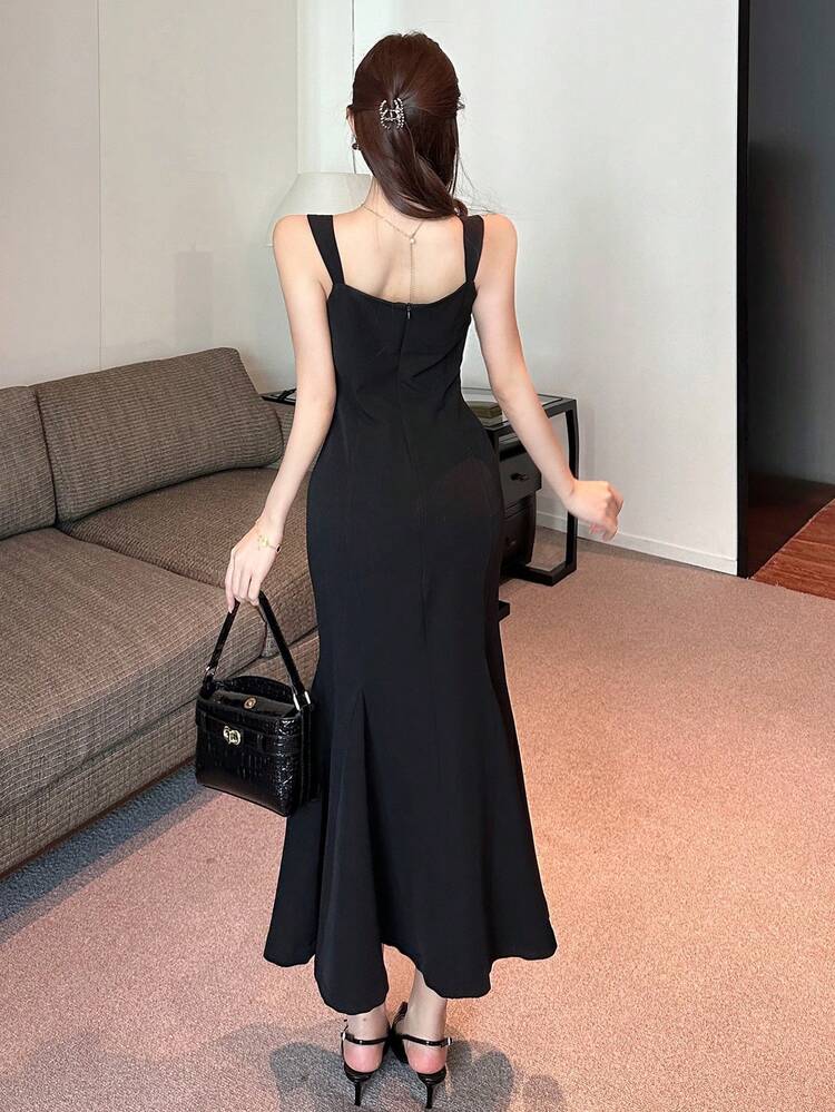 Women Spring Style Initial Date Wear Butterfly Decor Long Dress Sundress Maxi Dress