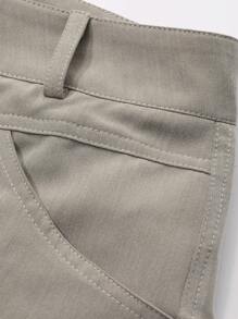 DAZY Pantalones elegantes para primavera y verano de unicolor con diseño de bolsillos y bajo acampanado para mujer