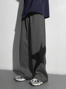 SHEIN TeenBoys 1pc Casual Sports Street Comfortable Versatile Super Cost-Effective Loose Fit Side Printed Star Pattern Casual Straight Loose Sweatpants Back To School Clothes; Fall Outfits; Teen Boy Clothes; Fall Jackets; Fall Outfits Autumn/Winter