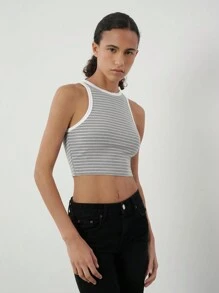 SHEIN BASICS Set de 2 tops casuales de punto de color liso con hombros descubiertos y recortados ajustados para mujer