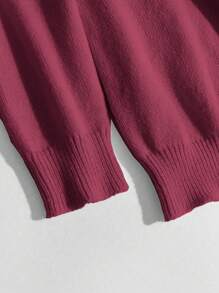 Chiquease Pull tricoté à manches longues, style casual, avec broderie de lettre. pull tricoté pour l'automne et l'hiver - Rouge foncé - Voir 6