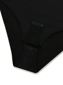 Maweii Plus Size Solid Color Ring Decor Sexy Bodycon Long Sleeve Bodysuit Fall Cloth For Women - Black - View 6