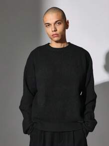 SUMWON Premium Ribbed Crew Neck Knit Sweater Winter Essential Pullover Long Sleeve Casual Knitwear Classic Soft Fall Jumper