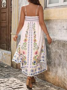 Breezaya Plus Size Vacation-Style Graphic Print Camisole And Elastic Waist Pants 2 Pieces Set