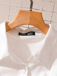 SHEIN Clasi Women Plain Sleeveless Button Front Minimalist Casual Top, For Daily Wear - White - View 3