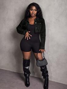 Slaydiva Women's Casual Distressed Cropped Denim Jacket