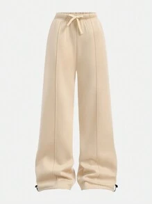 SHEIN Girlism 少女休闲/校园/返校/运动/圆领/刺绣/猪鼻子纽扣/松紧下摆/连帽衫/运动裤/两件套/波西米亚风/街头风~套头衫~运动套装~舒适