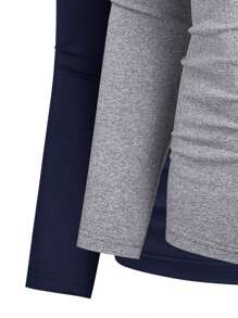 2pcs/Set Teenage Long Sleeve Mock Neck T-Shirt And Base Layer - Multicolor - View 3