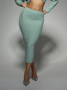 MISSGUIDED Twist Front Cable Knit Two Piece Set Crop Long Sleeve Sweater Maxi Skirt Winter Fall Cozy Loungewear Casual Modern Elegant Knitwear Christmas