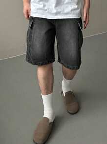 DAZY 男士休闲宽松工装口袋牛仔短裤夏季
