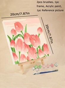 1 Peça Kit de Pintura por Números de Tulipa para Adultos Iniciantes, Tela de 20 Wx20 L ou 30 Wx30 L, Pintura com 2 Pincéis, Pigmentos Acrílicos de Flores e Paisagens, Pintura DIY Fofa, Decoração de Parede para Casa, Presente de Natal