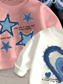 SHEIN 3pcs Set Baby Girls' Thick Thermal Lined Long Sleeve Sweatshirt, Suitable For Autumn/Winter - Multicolor - View 3