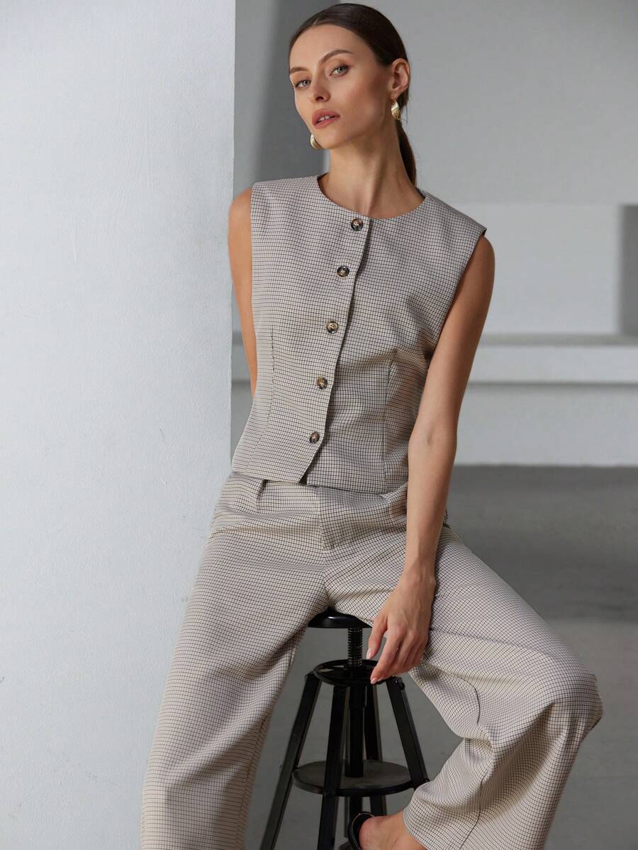 Aveloria Modichic Bộ vest và quần âu công sở cao cấp Houndstooth dành cho nữ - Nhiều màu - Xem 1