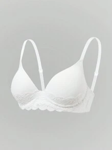 舒适对比色蕾丝聚拢钢圈轻盈罩杯简约文胸