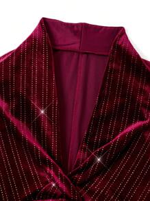 SHEIN Clasi Red Gold Foil Print Sleeveless Fitted Mid-Length Dress, New Year Eve Going Out Outfit For Women New Years Women Outfit New Years Dress Women New Years Eve Attire - Red - View 8