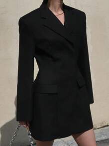 DAZY Slim Design Blazer Jacket For Women,Fall Clothes Women Coats - Black - View 3