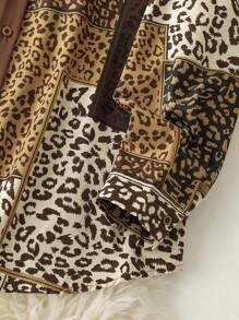 Lacomfia Koszula damska w kratę i patchwork w rozmiarze plus size, casualowa