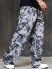 Manfinity LEGND Plus Size Men's Casual Straight Leg Tie Front Pocket Pants