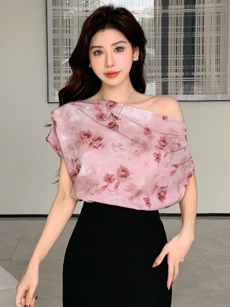 Spring/Summer New Botanical Print Design Women Shirt,Back To School Clothes Valentine's Day Floral